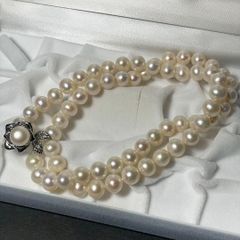 ミキモト真珠島 本真珠 ホワイトパール ネックレス シルバー金具 箱 