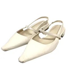 ミラオーウェン Mila Owen サンダル パンプス フラット ストラップ ポインテッドトゥ 白 ホワイト