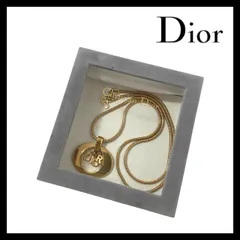 【Dior】ロゴ チャーム ネックレス ゴールド/金カラー オーバルサークル ペンダント ヴィンテージ Christian Dior/クリスチャンディオール (SER-7707)