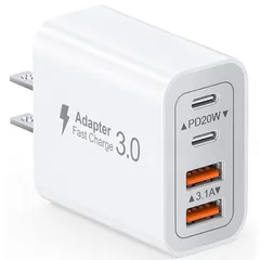 合計40W 急速充電器 USB コンセント Type-C 充電器 ACアダプター USBポート & USB Cポート PD 20W iPhone タイプc 充電器 アダプタ USB 電源タップ iPhone iPad Android その他各種機器対応 0