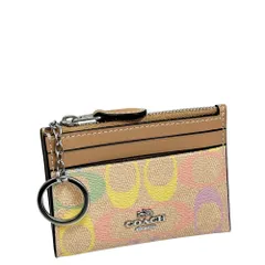 コーチ 財布 レディース COACH コインケース レインボー シグネチャー ミニ スキニー ID ケース ポーチ CDF92 SVSAS サンドマルチ