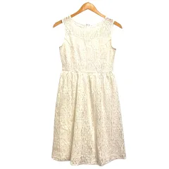 ダズリン dazzlin ワンピース ノースリーブ フレア 総レース 膝丈 M 白 ホワイト