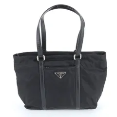 美品 プラダ テスート ナイロン サフィアーノ レザー トート バッグ ショルダー ブラック 黒 A4 メンズ レディース RWM DV26-5【中古】