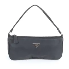 プラダ テスート ナイロン トライアングルロゴ ショルダーバッグ 肩掛け ハンド 本革 ブラック 黒 レディース RBM DV19-5【中古】
