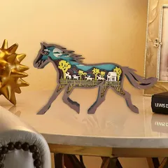 【新品】 HARGIO 置物 インテリア 木製 オブジェ 北欧 インテリア雑貨 北欧雑貨 置き物 韓国 北欧インテリア 木製インテリア 雑貨 おしゃれ 可愛い 玄関 動物 小物 韓国雑貨 おもしろグッズ 人気 置きもの プレゼント (馬) 0