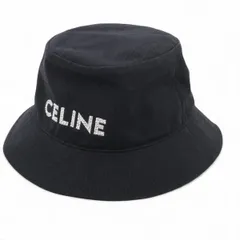 美品 セリーヌ ロゴ バケットハット L バケハ 帽子 ファッション おしゃれ ハット ブラック 黒 メンズ レディース MMM DV50-4【中古】