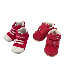 186001 asics　mikihouse　ベビーシューズ　12.5cm　 レッド キッズ ２点まとめ売り