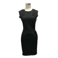 マージュ Maje ワンピース クルーネック タイト ウール混 ノースリーブ ミニ丈 1 黒 ブラック