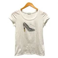 アンレクレ en recre Tシャツ クルーネック ストレッチ スパンコール ビジュー装飾 半袖 38 白 ホワイトのサムネイル