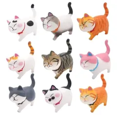 【新品】 [BlackCoco] 猫 置物 フィギュア オブジェ 招き猫 金運 アップ 癒し 10体 セット (にっこり猫, 9, 体) [並行輸入品]