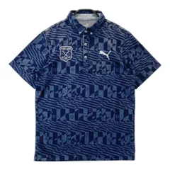 サイズ：L PUMA GOLF プーマゴルフ  半袖ポロシャツ 総柄 ネイビー系 [241003001460] ゴルフウェア メンズ ストスト