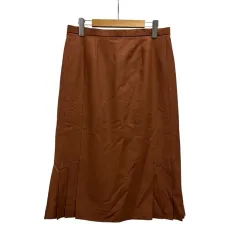 レマロン remalon タイトスカート ひざ丈 無地 ウール 茶 ブラウン
