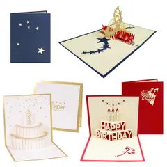 新着商品 バースデーカード 3枚セット 3D立体 誕生日 メッセージ ポップアップ グリーティング バースデ カード お誕生日 祝い 感謝 封筒付き (タイプF)