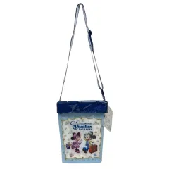 ディズニー Disney レジャー 斜め掛け ショルダーバッグ ポップコーンケース ウェットシートケース付き タグ付き ビニール ミッキー ミニー バケーションパッケージ マジックテープ開閉 青 ブルー 水色