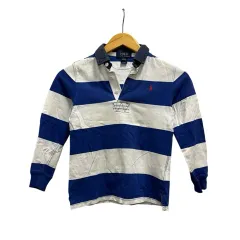 ポロ バイ ラルフローレン Polo by Ralph Lauren ポロシャツ 長袖 ボーダー コットン 120 青 ブルー 白 ホワイト