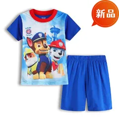 新品 パウパトロール キッズ パジャマ 男の子 半袖 上下セット 綿 寝巻き 夏 子供服 100 110 120 130  ルームウェア