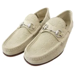 GUCCI グッチ 816185 ホースビット スエード ローファー ベージュ系 6【極上美品】【中古】