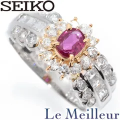 【新品仕上済】 SEIKO ルビー 0.48ct ダイヤモンド 0.98ct プラチナ Pt900 ヘイローリング 14号 レディース 返品OKのサムネイル