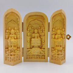 【中国骨董品 三開仏】乾隆年製 諸尊仏龕 枕本尊 木彫り 仏像 中国骨董品 三開仏】乾隆年製 諸尊仏龕 枕本尊 木彫り 仏像 | Mercari