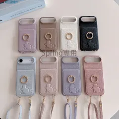 ミラー付き＆リングスタンド搭載 スマホケース ショルダー対応 カード収納 背面手帳型 おしゃれデザイン iPhone各機種対応（iPhone17/16 Pro/13/12）猫モチーフ F