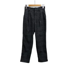 ザショップティーケー THE SHOP TK スラックス チェック タック ウエストゴム 040-67022 S グレー 青 ブルー