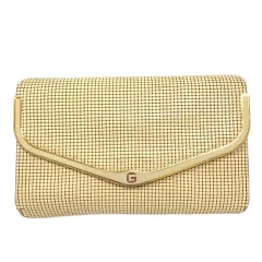 GLOMESH クラッチバッグ パーティーバッグ メタルメッシュ 白 アイボリー ゴールド
