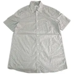 LACOSTE ラコステ ボタンダウン 半袖シャツ チェック グレー(メンズ 39)中古 古着 X9230