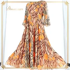 社交ダンス 衣装 un×Ⅱ ドレス ワンピース スタンダード ブラック系 ベージュ系 ブラウン系 オレンジ系 準正装 黒 茶色 花柄 ゼブラ柄 レース 上品 華やか エレガント ダンスパーティー パーティドレス ステージ衣装 発表会 キラキラ 黒系ドレス