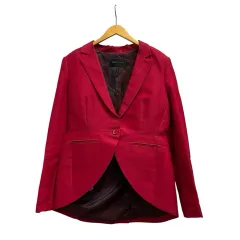 ビーシービージーマックスアズリア BCBGMAXAZRIA テーラードジャケット 長袖 無地 ドッキング コットン混 M 赤 レッドのサムネイル