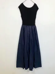 新品 snidel スナイデル タフタスカート Sustainableニットドッキング ワンピース size1/黒×紺 ■◆◎レディース