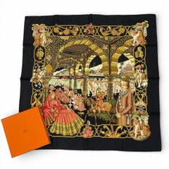 HERMES大判140カレ・シルクシフォンスカーフストールMAHARAJAS極美 