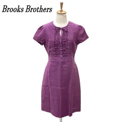 Brooks Brothers ブルックスブラザーズ 半袖ワンピース 2 リネン PPL/パープル