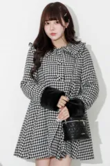 PIUM ピウム BijouKARA ドリー フレア コート 千鳥 / 量産型 地雷系 スナ系