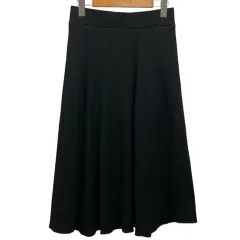 ミラオーウェン Mila Owen ロングスカート フレア 腰ゴム 無地 0 黒 ブラック