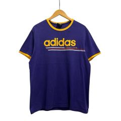 デッドストック】アディダス 90s USA製 ボーダーTシャツ 紫黄 L XL 