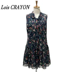 Lois CRAYON ロイスクレヨン 花柄ノースリーブワンピース ひざ丈 M