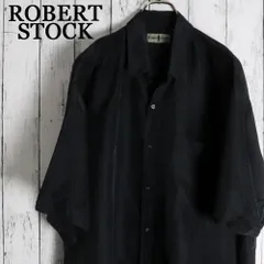ROBERT STOCK ロバートストック 人気 ヴィンテージ 半袖シルク100％シャツ　ブラック無地　超クール