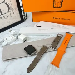 【 鑑定済み 】エルメス アップル《 Series6 ケース & Apple Watch Hermès シンプルトゥール 》40mm エトゥープ オレンジ シルバー レザー メタル 腕時計 アップルウォッチ Y刻印
