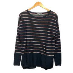 ヴィンス VINCE ニット セーター クルーネック ウール混 カシミヤ混 ボーダー 長袖 XS 紺 ネイビーのサムネイル