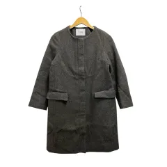 スローブ イエナ SLOBE IENA  ノーカラーコート 長袖 クルーネック 無地 ウール混 19-020-912-0000-1-0 36 グレー