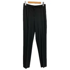 プレインピープル PLAIN PEOPLE スラックス パンツ ストレッチ テーパード センタープレス 無地 3 黒 ブラック