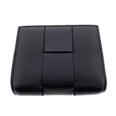 BOTTEGAVENETA ボッテガヴェネタ マキシイントレチャート 二つ折り財布 二つ折り財布 742698 レディース レザー ブラック 中古