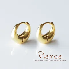 ピアス フープピアス レディース 中折れ ドロップ メタル シンプル 18金 18kコーティング イエローゴールド K18GP キャッチレス 女性
