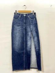 GYDA ジェイダ DEEPスリットLONGデニム スカートライクショートパンツ タイト デニムスカート sizeM/青 ■■レディース
