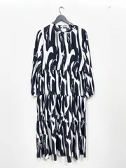 RADIATE ラディエイト ニュアンス プリント ティアード ワンピース sizeF/白ｘ黒 ■■◎レディース