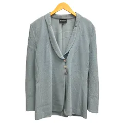 エンポリオアルマーニ EMPORIO ARMANI ジャケット ストレッチ シボ加工 長袖 薄手 42 青 くすみブルーのサムネイル