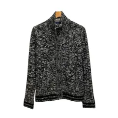 ニコルクラブフォーメン NICOLE CLUB FOR MEN カーディガン 長袖 ハイネック 総柄 3564-6301 46 黒 ブラック 白 ホワイト