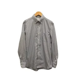 マッキントッシュ MACKINTOSH ワイシャツ 長袖 ストライプ ボタンダウン ビジネス M 紺 ネイビー 白 ホワイトのサムネイル