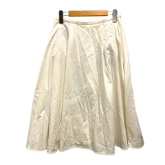 23区 オンワード樫山 スカート フレア タック 無地 ひざ丈 38 白 アイボリー