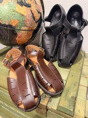 古着 チェコ軍 デッドストック グルカサンダル ブラウン PVCレザー